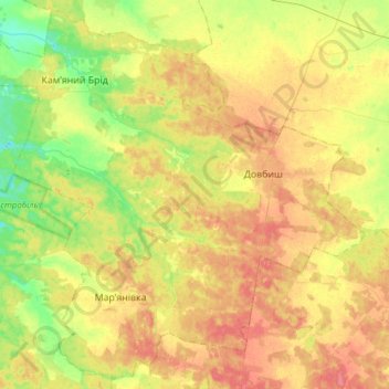 Dovbysh Rural Hromada topographic map, elevation, terrain