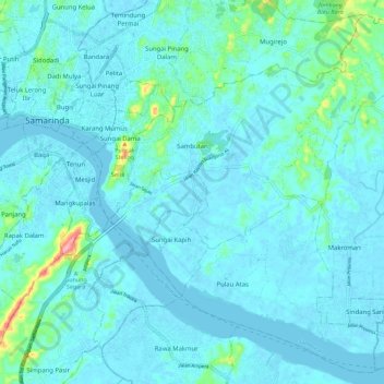 Sambutan topographic map, elevation, terrain