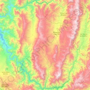 La Yesca topographic map, elevation, terrain