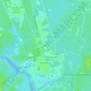 Saint Marks topographic map, elevation, terrain