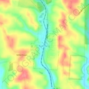 Corning topographic map, elevation, terrain