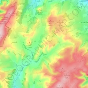 Ratlinghope topographic map, elevation, terrain