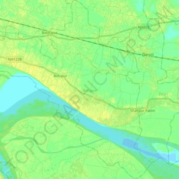 Bidupur topographic map, elevation, terrain