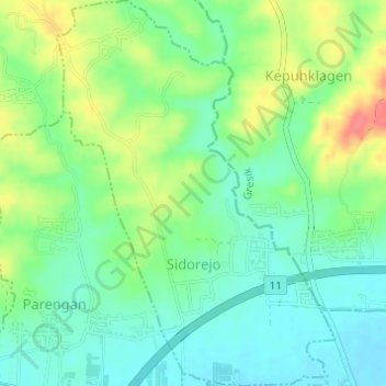 Sidorejo topographic map, elevation, terrain