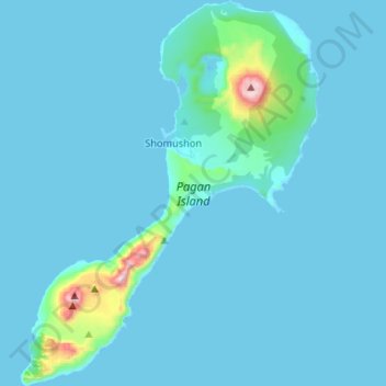 Pagan Island topographic map, elevation, terrain