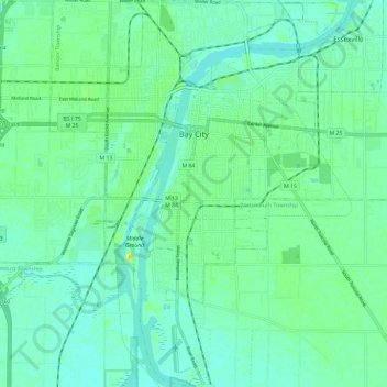 Bay City topographic map, elevation, terrain