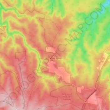 Darkes Forest topographic map, elevation, terrain