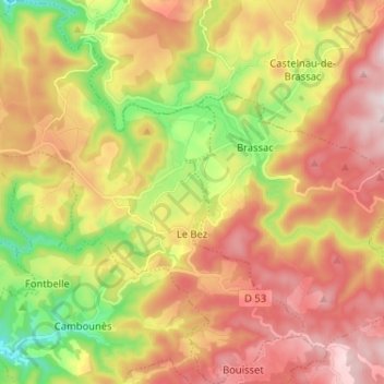 Le Bez topographic map, elevation, terrain