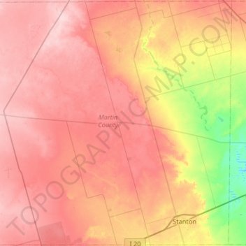 Martin County topographic map, elevation, terrain