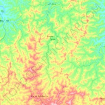 Amparo da Serra topographic map, elevation, terrain