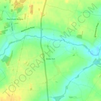 Stoke Ash topographic map, elevation, terrain