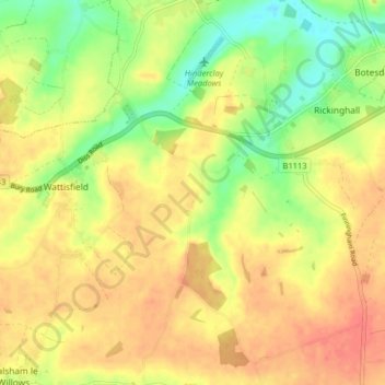 Rickinghall Inferior topographic map, elevation, terrain