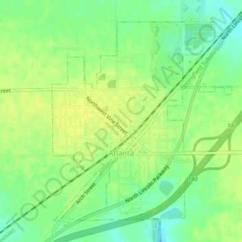 Atlanta topographic map, elevation, terrain