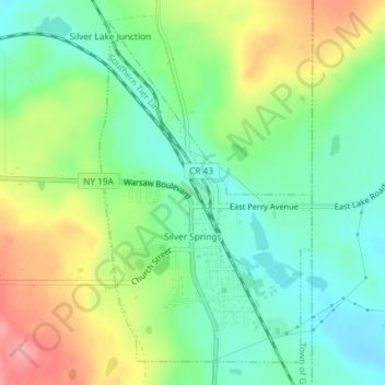 Village of Silver Springs topographic map, elevation, terrain