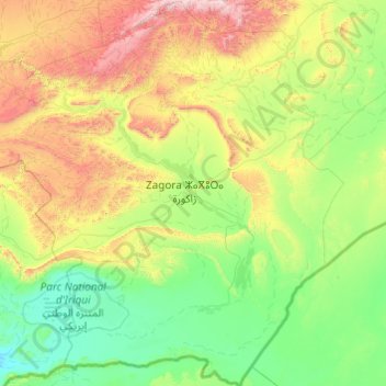 Zagora Province topographic map, elevation, terrain