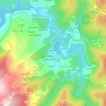 Pontedeva topographic map, elevation, terrain