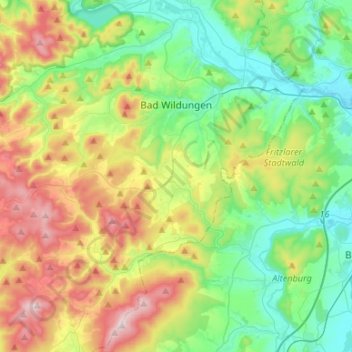 Bad Wildungen topographic map, elevation, terrain