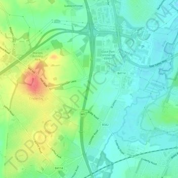 Enderby topographic map, elevation, terrain