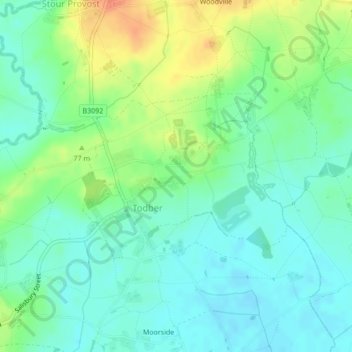 Todber topographic map, elevation, terrain