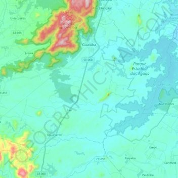 Guaiúba topographic map, elevation, terrain