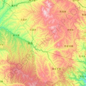 Pu County topographic map, elevation, terrain