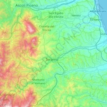 Tordino topographic map, elevation, terrain