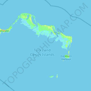 Caicos Islands topographic map, elevation, terrain