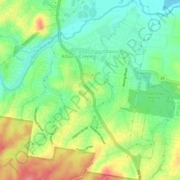 Albany Creek topographic map, elevation, terrain