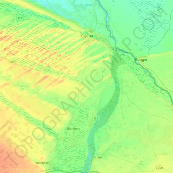 Yagoua topographic map, elevation, terrain