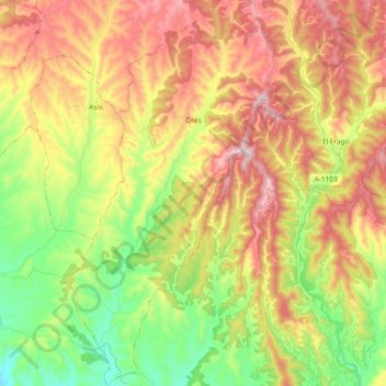 Orés topographic map, elevation, terrain
