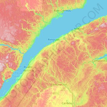 Bas-Saint-Laurent topographic map, elevation, terrain