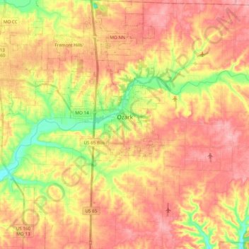 Ozark topographic map, elevation, terrain