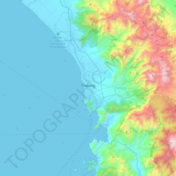 Padang topographic map, elevation, terrain