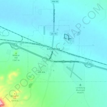 Lordsburg topographic map, elevation, terrain