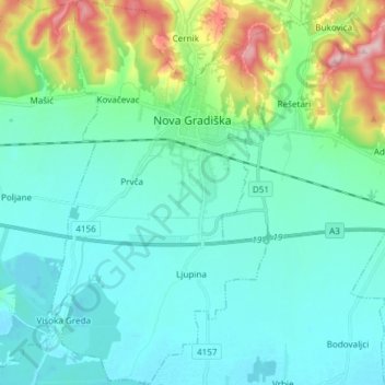 Grad Nova Gradiška topographic map, elevation, terrain