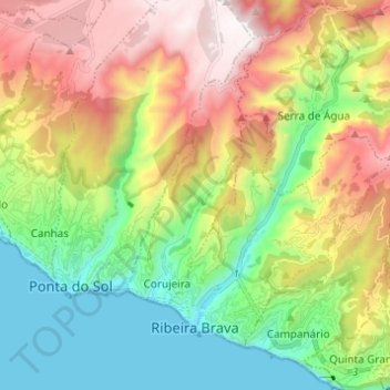 Ribeira Brava topographic map, elevation, terrain