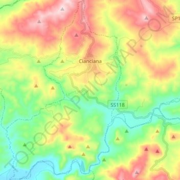 Cianciana topographic map, elevation, terrain