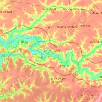 Central River Division topographic map, elevation, terrain