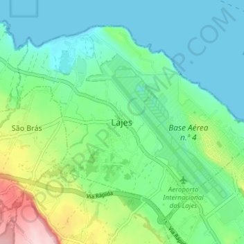 Lajes topographic map, elevation, terrain