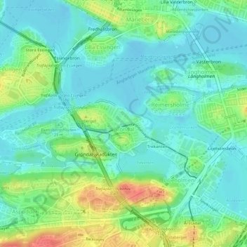 Gröndal topographic map, elevation, terrain