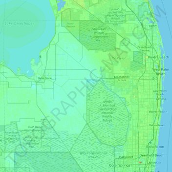 Palm Beach County topographic map, elevation, terrain