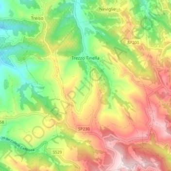Trezzo Tinella topographic map, elevation, terrain