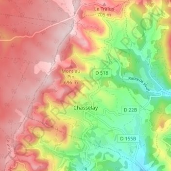 Chasselay topographic map, elevation, terrain