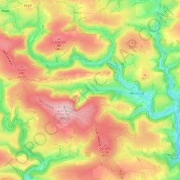 Winsford topographic map, elevation, terrain