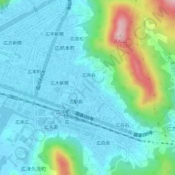 Hiroryotani 1-chome topographic map, elevation, terrain