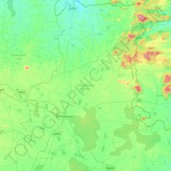 Srinivasapura taluku topographic map, elevation, terrain