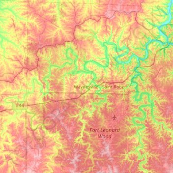 Pulaski County topographic map, elevation, terrain