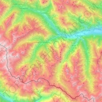 Vinadio topographic map, elevation, terrain