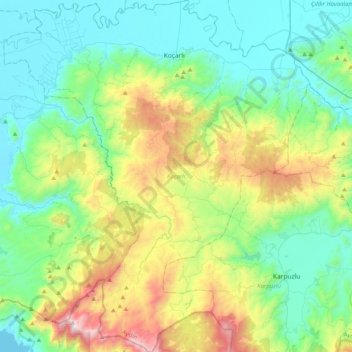 Koçarlı topographic map, elevation, terrain