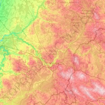 Provincia de Vilna topographic map, elevation, terrain